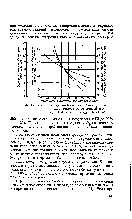 К определению предельной нагрузки объема циклонного реактора по испаренной воде