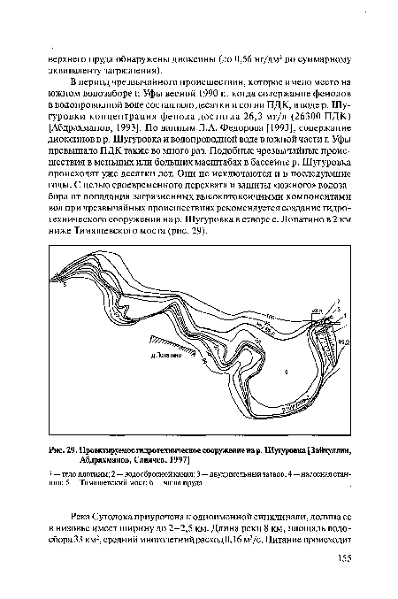 Проектируемое гидротехническое сооружение на р. Шугуровка [Зайнуллин, Абдрахманов, Савичев, 1997]