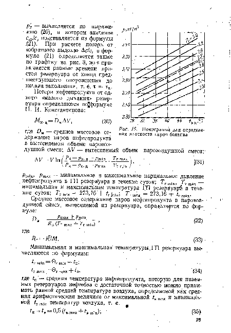 Номограмма для определения плотности паров бензина