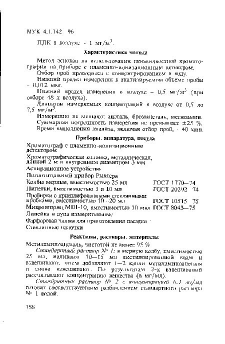 Стандратный раствор № 2 с концентрацией 0,1 мг/мл готовят соответствующим разбавлением стандартного раствора № 1 водой.