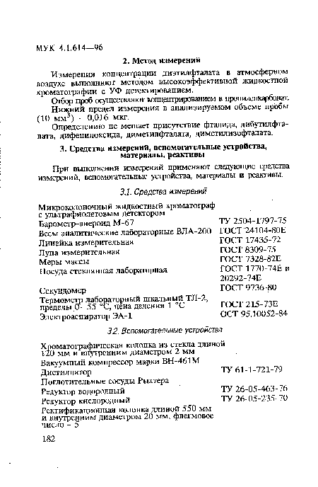 При выполнении измерений применяют следующие средства измерений, вспомогательные устройства, материалы и реактивы.