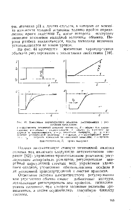 Временные характеристики объектов регулирования с различными свойствами