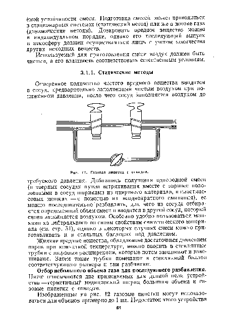 Газовая пипетка с отводом.