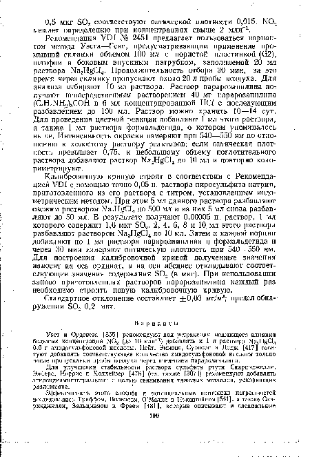 Стандартное отклонение составляет ±0,03 мг/м3; предел обнаружения S02 0,2 мкг.