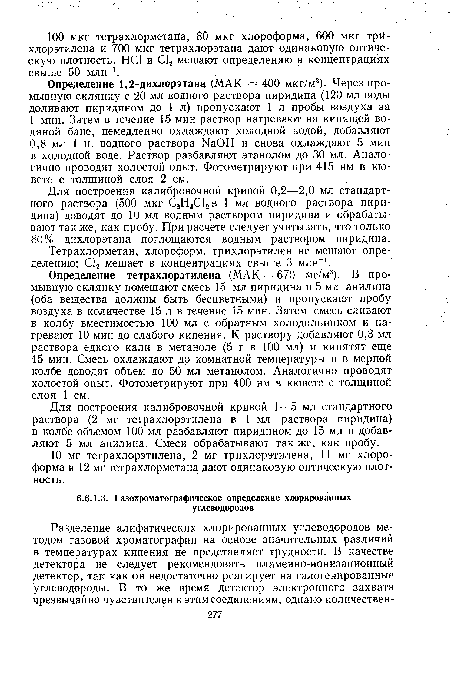 Тетрахлорметан, хлороформ, трихлорэтилен не мешают определению; С12 мешает в концентрациях свыше 3 млн 1.