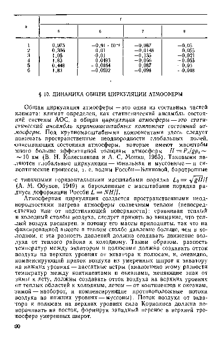 Атмосферная циркуляция создается пространственными неоднородностями нагрева атмосферы солнечным теплом (непосредственно или от подстилающей поверхности): сравнивая теплый и холодный столбы воздуха, следует принять во внимание, что теплый воздух расширен, и потому его массы приподняты, так что на фиксированной высоте в теплом столбе давление больше, чем в холодном, и эта разность давлений должна создавать движение воздуха от теплого района к холодному. Таким образом, разность температур между экватором и полюсами должна создавать отток воздуха на верхних уровнях от экватора к полюсам, и, очевидно, компенсирующий приток воздуха из умеренных широт к экватору на нижних уровнях — пассатные ветры (аналогично этому разности температур между континентами и океанами, меняющие знак от зимы к лету, должны создавать отток воздуха на верхних уровнях от теплых областей к холодным, летом — от континентов к океанам, зимой — наоборот, и компенсирующие противоположные потоки воздуха на нижних уровнях — муссоны). Поток воздуха от экватора к полюсам на верхних уровнях сила Кориолиса должна поворачивать на восток, формируя западный перенос в верхней тропосфере умеренных широт.