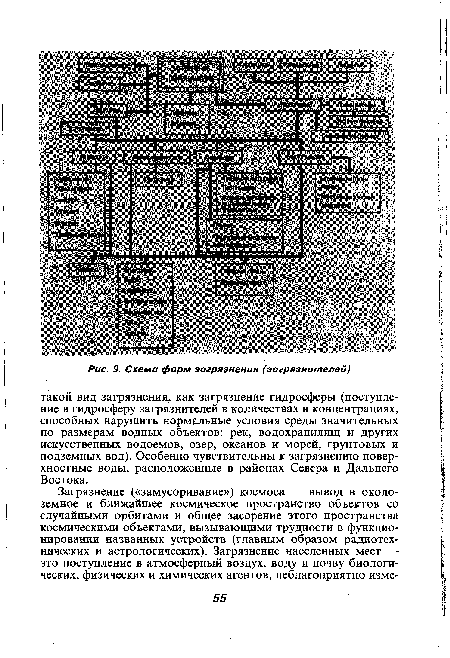 Схема форм загрязнения (загрязнителей)