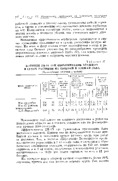 ВЛИЯНИЕ 2М-4Х ПРИ ОПРЫСКИВАНИИ ВЛАЖНЫХ И СУХИХ РАСТЕНИЙ НА СОРНЯКИ И УРОЖАЙ ЛЬНА