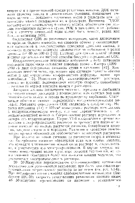 При извлечении ионов аммония из растворов гидрата аммиака или бикарбоната аммония образуются вода или слабая кислота, что приводит к уменьшению ионной силы раствора и, следовательно, к уменьшению его электропроводности. В случае хлорида аммония концентрация ионов в растворе остается неизменной, но ионы аммония заменяются более подвижными ионами водорода, что увеличивает электропроводность раствора.