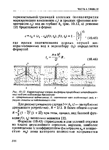 Характерные схемы миграции природных некондиционных вод от подземных бассейнов