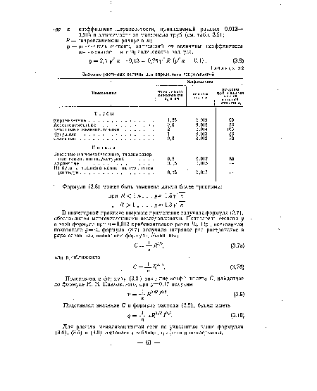 Для расчета канализационной сети по указанным выше формулам (3.4), (3.5) и (3.9) составлены таблицы, графики и номограммы.