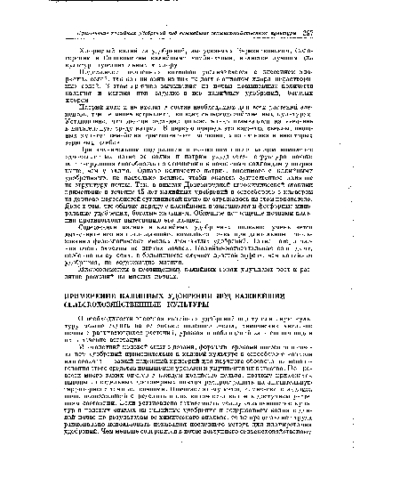 О необходимости внесения калийных удобрений под ту или иную культуру можно судить на основании полевого опыта, химических анализов почвы и развивающихся растений, урожая и наблюдений за внешним видом их в течение вегетации.