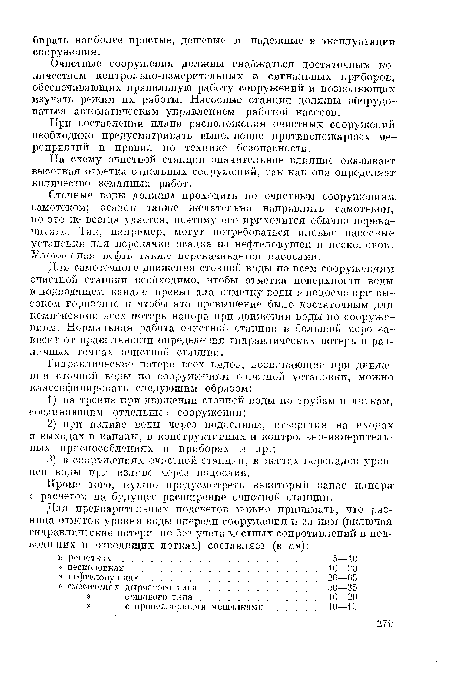 На схему очистной станции значительное влияние оказывает высотная отметка отдельных сооружений, так как она определяет количество земляных работ.