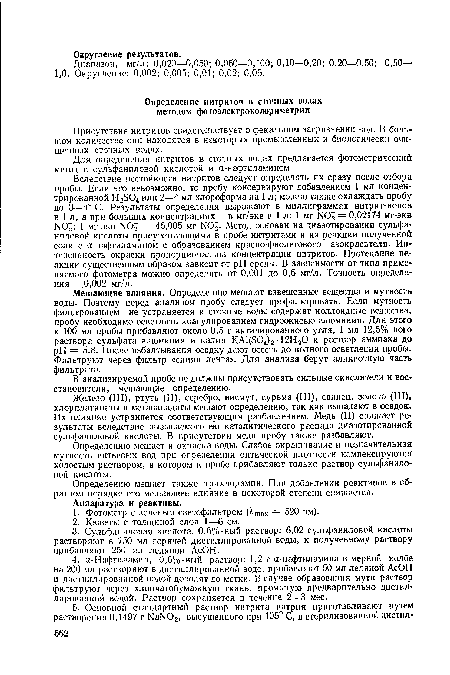 Присутствие нитритов свидетельствует о фекальном загрязнении вод. В большом количестве они находятся в некоторых промышленных и биологически очищенных сточных водах.