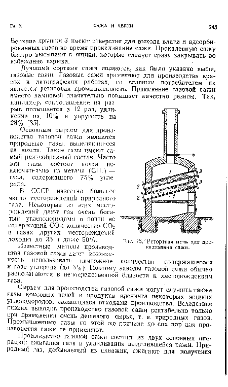 Ретортная печь для прокаливания сажи.