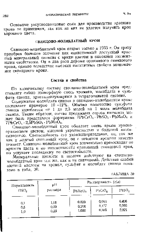 По химическому составу свинцово-молибдатный крон представляет собою изоморфную смесь хромата, молибдата и сульфата свинца, кристаллизующуюся в тетрагональной системе.