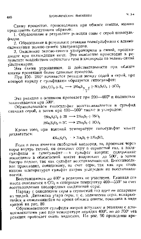 Эта схема упрощенная. В действительности при обжиге шихты протекают более сложные процессы.