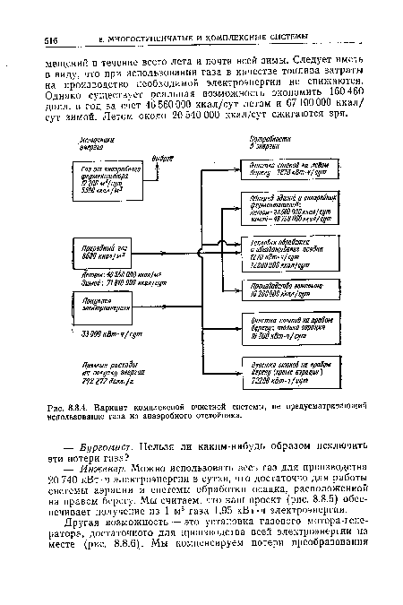 Вариант комплексной очистной системы, не предусматривающий использование газа из анаэробного отстойника.