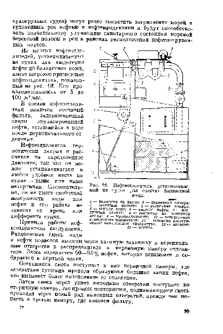 Нефтеотделитель. устанавливаемый на судах для очистки балластной воды.