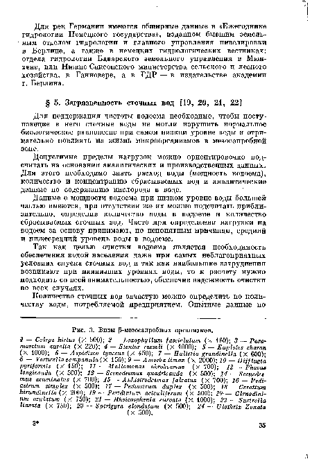 Для поддержания чистоты водоема необходимо, чтобы поступающие в него сточные воды не могли нарушить нормальное биологическое равновесие при самом низком уровне воды и отрицательно повлиять на жизнь микроорганизмов в мезосапробной зоне.