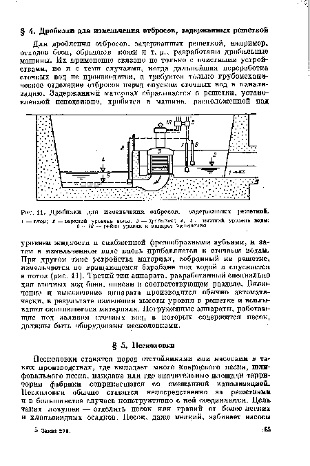 Дробилки для измельчения отбросов, задержанных решеткой.