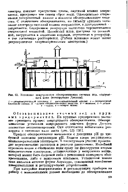 Установка непрерывного обезвреживания сточных йод, содержащих циан (конструкция Дегуссы).