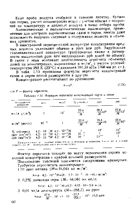 Автоматические и полуавтоматические анализаторы, применяемые для контроля взрывоопасных газов и паров, иногда дают возможность получить сведения о содержании веществ в объемных процентах.