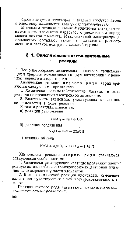 Химические реакции первого рода характеризуются следующими признаками.