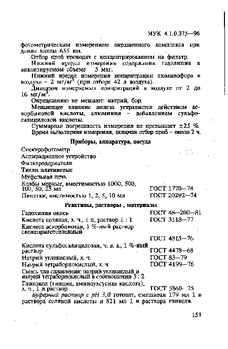 Определению не мешают: натрий, бор.