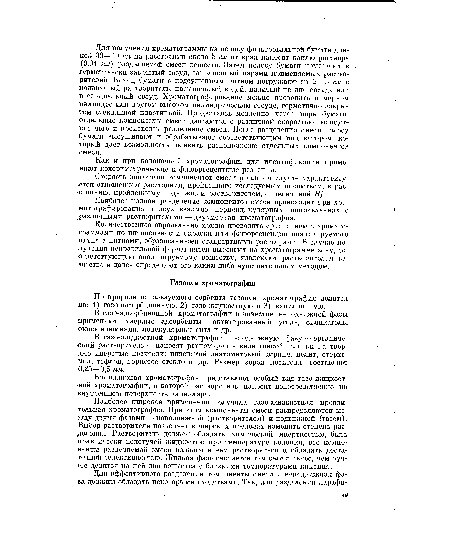 Количественное определение можно проводить сравнением с хроматограммами по интенсивности окраски или флюоресценции анализируемого пятна с пятнами, образованными стандартными растворами. В случае получения неправильной формы пятен вырезают на хроматограмме зону, соответствующую анализируемому веществу, извлекают растворителем вещество и далее определяют его каким-либо чувствительным методом.