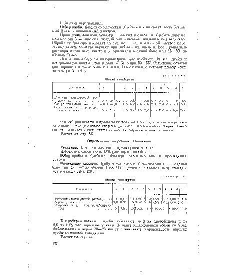 Проведение анализа. Пробу в количестве 10 мл упаривают в водяной бане при 45—50° до объема 1 мл. Одновременно готовят шкалу стандартов согласно табл. 230.