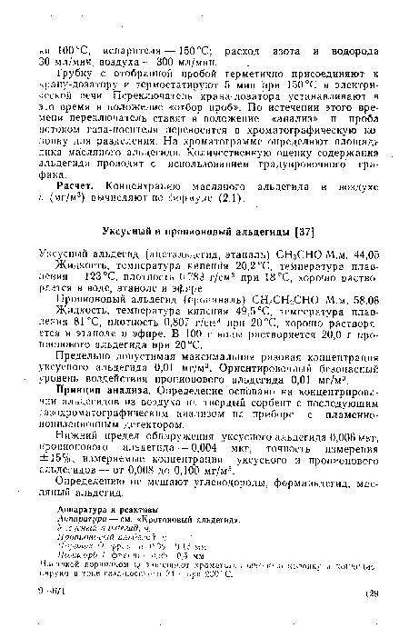 Определению не мешают углеводороды, формальдегид, масляный альдегид.