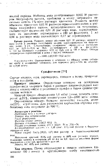 Определению мешают большие количества кальция, железа (III), нитрат-ионы. Для разложения карбонатов образцы карбонатных почв нагревают до 900 °С.