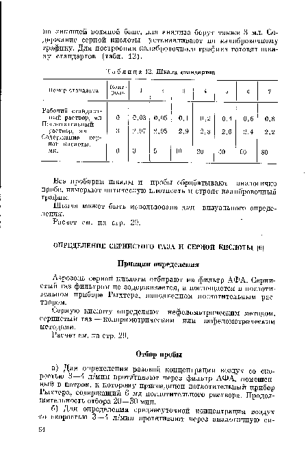 Аэрозоль серной кислоты отбирают на фильтр АФА. Сернистый газ фильтром не задерживается, а поглощается в поглотительном приборе Рыхтера, наполненном поглотительным раствором.