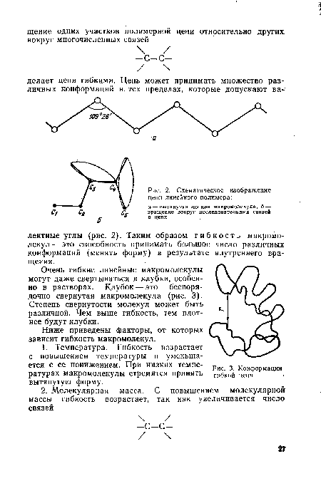 Схематическое изображение цепи линейного полимера