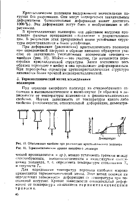 Образование «шейки» при растяжении кристаллического полимера 