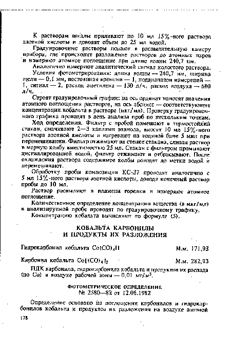 ПДК карбонила, гидрокарбонила кобальта и продуктов их распада (по Со) в воздухе рабочей зоны — 0,01 мг/м3.