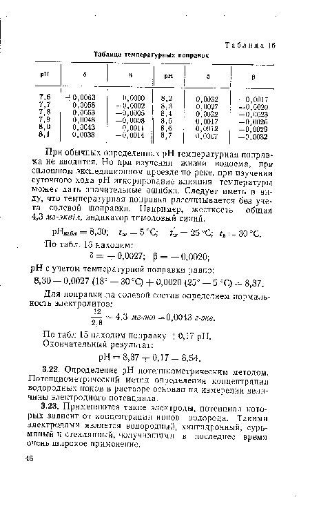 По табл 15 находим поправку +0,17 pH.