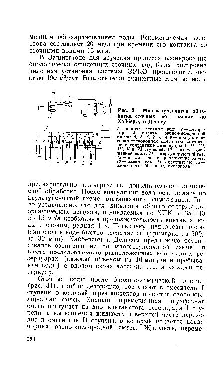 Многоступенчатая обработка сточных вод озоном по Хайберсу и Девису