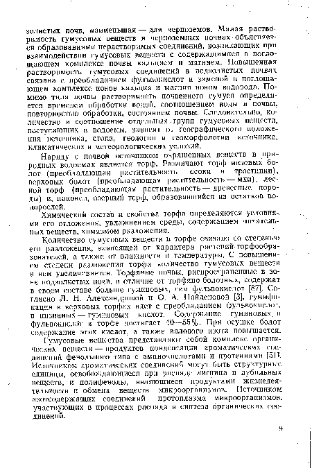 Химический состав и свойства торфа определяются условиями его отложения, увлажнением среды, содержанием питательных веществ, химизмом разложения.