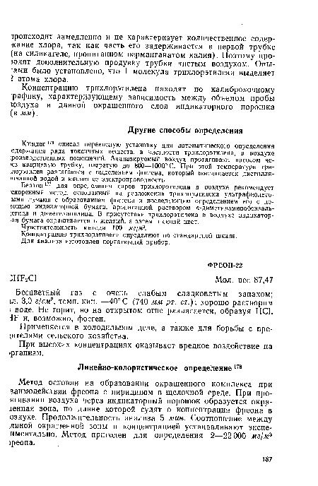 Концентрацию трихлорэтилена определяют по стандартной шкале.