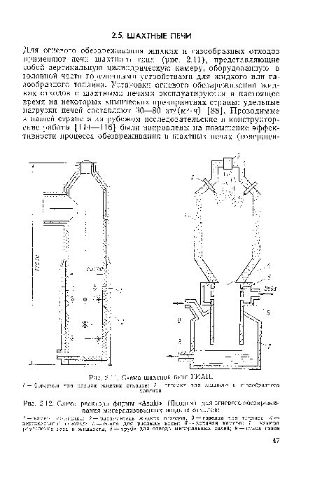 Схема реактора фирмы «АзаЫ» (Япония) для огневого обезвреживания минерализованных жидких отходов