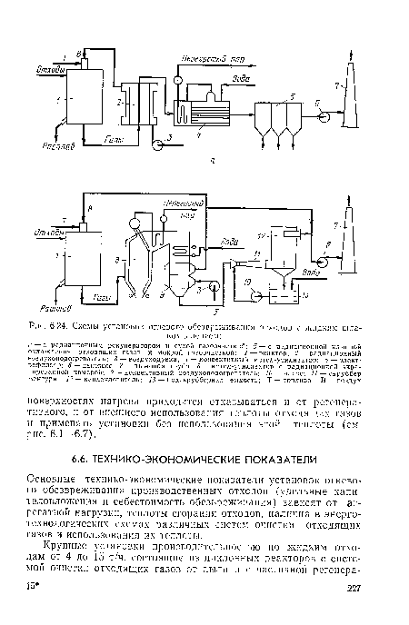 Основные технико-экономические показатели установок огневого обезвреживания производственных отходов (удельные капиталовложения и себестоимость обезвреживания) зависят от агрегатной нагрузки, теплоты сгорания отходов, наличия в энерготехнологических схемах различных систем очистки отходящих газов и использования их теплоты.