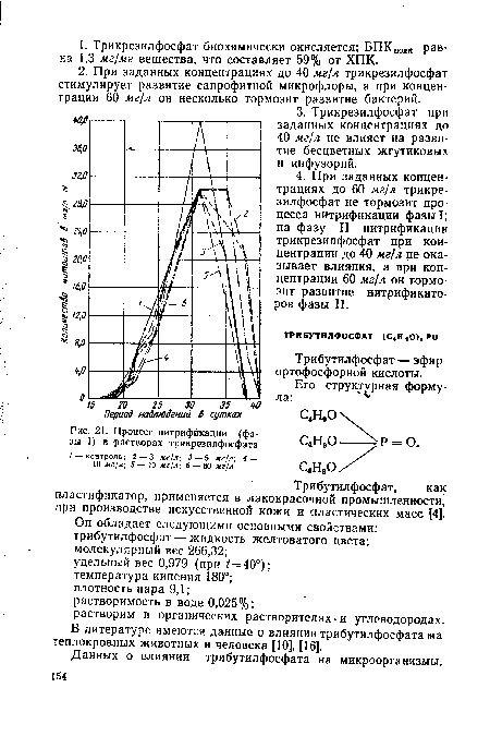 Процесс нитрификации (фазы I) в растворах трикрезилфосфата