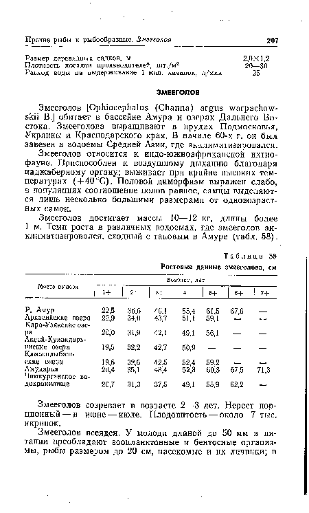 Змееголов созревает в возрасте 2—3 лет. Нерест порционный— в июне — июле. Плодовитость — около 7 тыс. икринок.