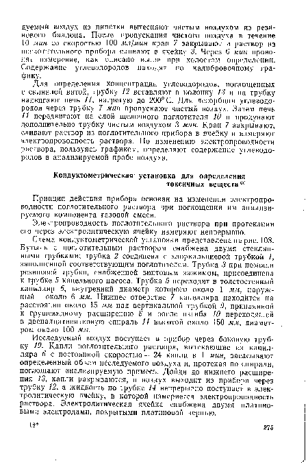 Принцип действия прибора основан на изменении электропроводности поглотительного раствора при поглощении им анализируемого компонента газовой смеси.