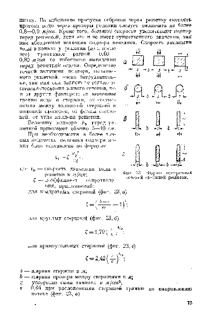 Формы поперечных сечений стержней решеток.