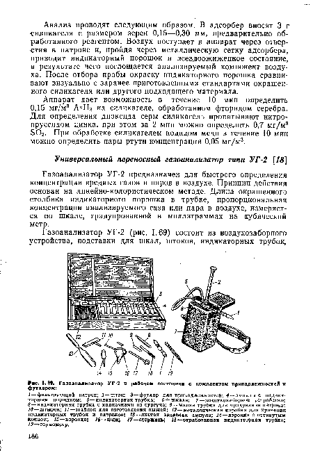 Газоанализатор УГ-2 в рабочем состоянии с комплектом принадлежностей и футляром