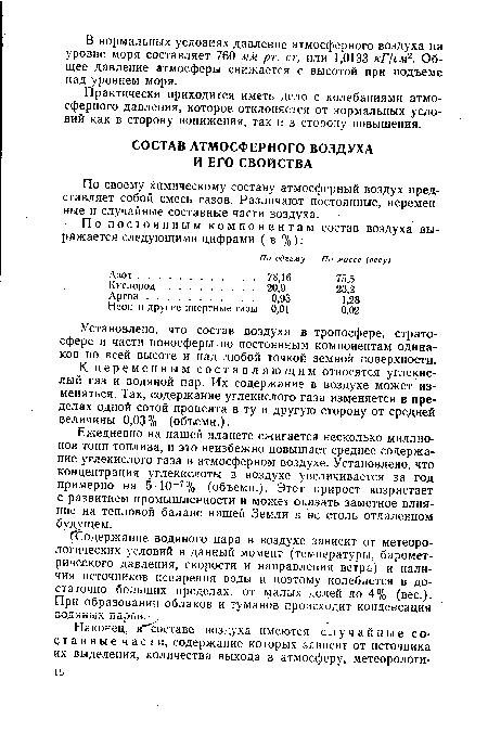 Установлено, что состав воздуха в тропосфере, стратосфере и части ионосферы по постоянным компонентам одинаков по всей высоте и над любой точкой земной поверхности.