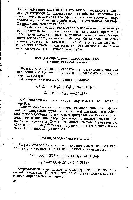 Большинство методов основано на разрушении молекул соединения с отщеплением хлора и с последующим определением иона хлора.